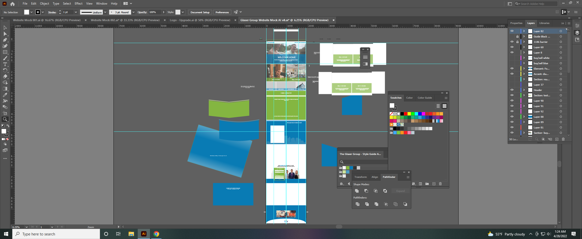 Mockup UX of the early Glaser Group site design